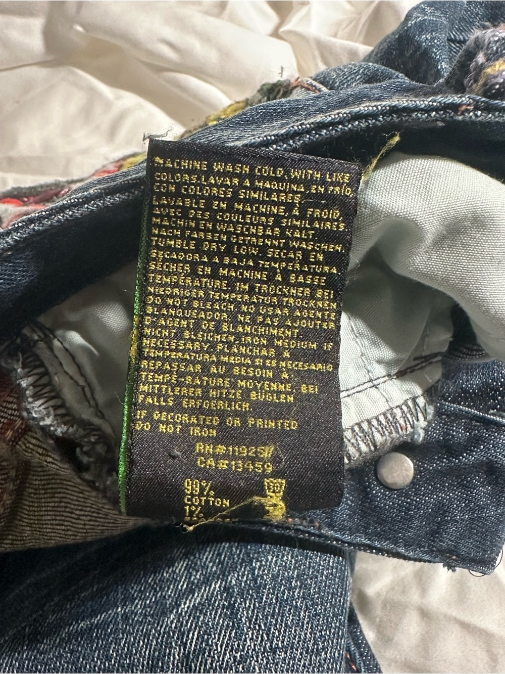 Vintage Y2K Christian Audigier Triple Skull Embroidered Bootcut Jeans W30 L34 - Picture 6 of 8
